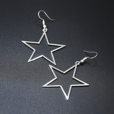 

2018 New Fashion Womens Hollow Star Earrings Golden Siver Color Hook Drop Earrings Simple Ear Jewelry Brincos