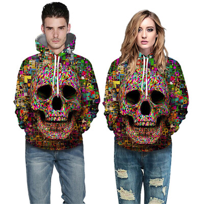 

Toponeto Mens Casual Scary Halloween Lover 3D Print Party Long Sleeve Hoodie Top Blouse