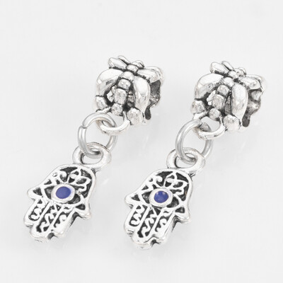 

Alloy Enamel European Dangle Beads Large Hole Pendants Hamsa Hand Antique Silver 27mm Hole 45mm Hamsa Hand 15x8x15mm