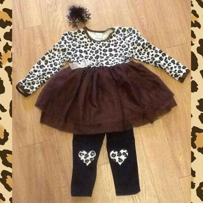 

UK 2pcs Infant Baby Girl Clothes Set Lace Dress Tops T Shirt Pants Outfits Party