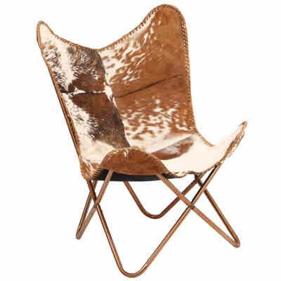 

Butterfly Chair Genuine Goat Leather Brown&White