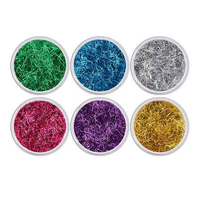 

6Pcsset Nail Glitter Flakes Colorful Lace Silk Strips Holographic Sequins Manicure Nail Art Decoration