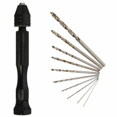 

1pcs Mini Manual Precision Handle 10pcs Manual Drill Bits Hand Punch Carving
