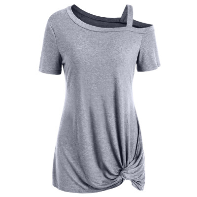 

Knotted Skew Neck Short Sleeve Tee