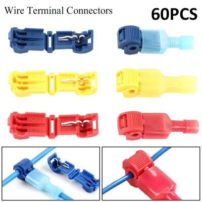 

60pc Insulated 22-10 AWG T-Taps Quick Splice Wire Terminal Connectors Combo Kit