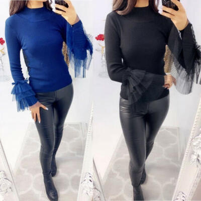 

Womens Long Sleeve Shirts Blouse Sweater Ladies Sweatshirt Jumper Pullover Tops