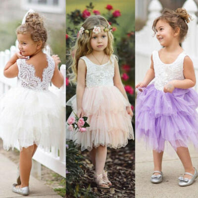 

Toddler Kids Baby Girls Lace Dress Party Prom Bridesmaid Party Pageant Dresses