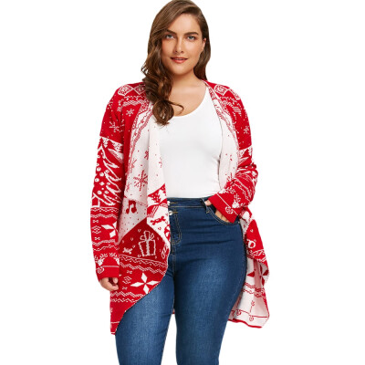 

Plus Size Draped Cardigan with Christmas Element