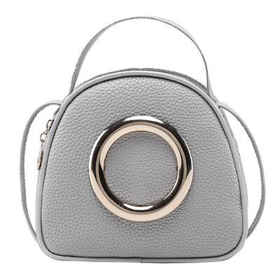 

Women Handbags Quality PU Small Shoulder Bags Candy Color Women Sweet Crossbody Bags Metal Ring Decorate Portable Handbags 2019