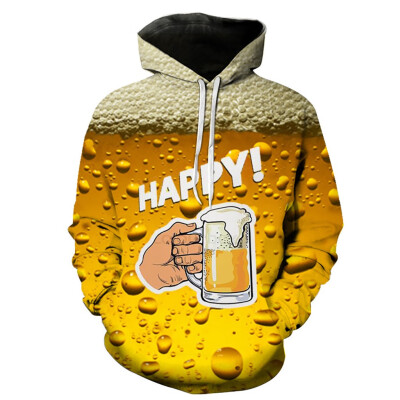 

Toponeto Mens Casual Long Sleeve Beer Festival New Style 3D Printing Hoodies Sweatshirt