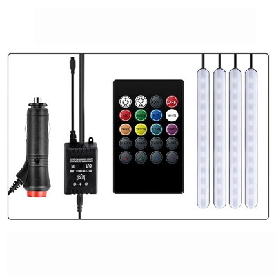 

4Pcs Car Atmosphere Lamp Remote Control RGB LED Strip Lights Auto Interior Decoration 5050 Lighting Device