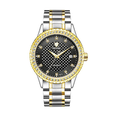 

TEVISE Men Fashion Automatic Mechanical Wrist Watch Luxury Diamond Calendar Waterproof Stainless Steel Watch