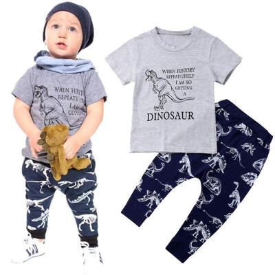 

NEW Toddler Kids Baby Boys Dinosaur Top T-shirt Pants Leggings Outfit Clothes 1-6Y