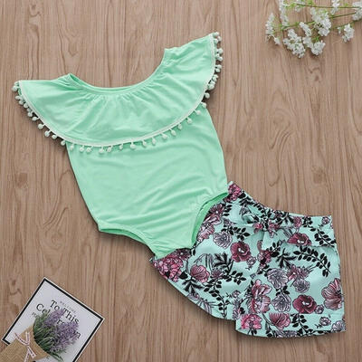 

Newborn Kid Baby Girl Clothes Jumpsuit Romper Floral Shorts Casual Outfits Set