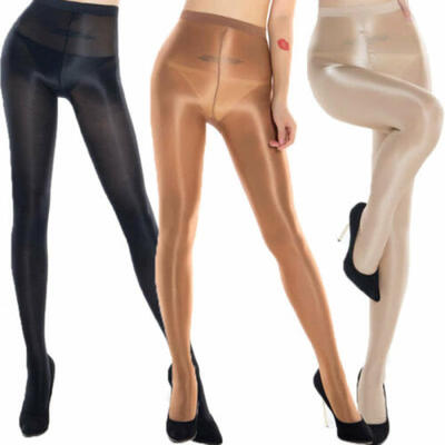 

US Women Pantyhose Shiny Glossy Body Shaped Stocking High Waist Tights Plus Size