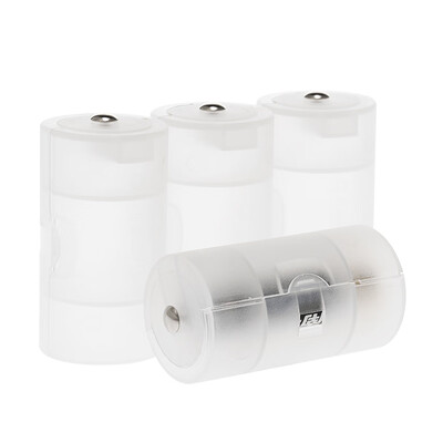 

4 Pcs Battery Converter Adaptor AA to D Size Battery Protective Case Holder PP Material
