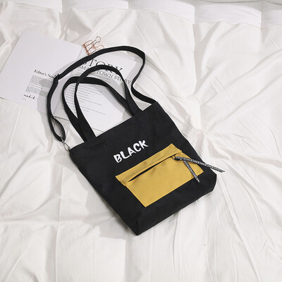 

Tote bag female 2019 new Korean version of the simple wild shopping bag bag leisure Harajuku canvas shoulder Messenger bag