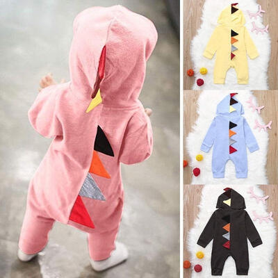

Newborn Baby Boys Girls Dinosaur Hooded Romper Bodysuit Jumpsuit Outfits Clothes