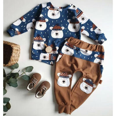 

Stock 2PCS Baby Boys Infant Clothes Outfits Warm Top Tracksuit Long Pants Set