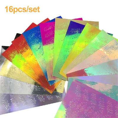 

16PcsSet Multi-color Leaves Pattern Hollow Nail Leaves Sticker Foil DIY Nail Art Decal