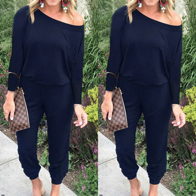 

Boho Women Off Shoulder Jumpsuit Ladies Long Sleeve Holiday Playsuit Beach Pants