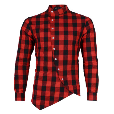 

Toponeto Mens Long Sleeve Lattice Plaid Painting Large Size Casual Top Blouse Shirts