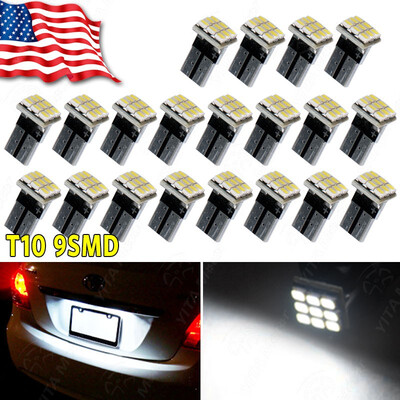 

20X White T10 9-SMD Wedge LED Dome Map License Interior Light Bulbs 168 194 2825