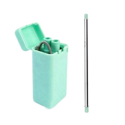 

Drinking Straw Reusable Stainless Steel Straw Portable Foldable Straw Set with Silicone Tips&Cleaning Brush