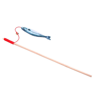 

Wood Tease Rod Cat Sticks Plush Stuffed Artificial Fish Pet Cats Toy Kitten Catnip Bell Teaser Interactive Funning Trainning Toy