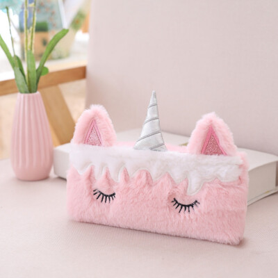 

Cute Unicorn Horn Plush Pencil Case Kids Coin Pouch Storage Zipper Purse Makeup Bag