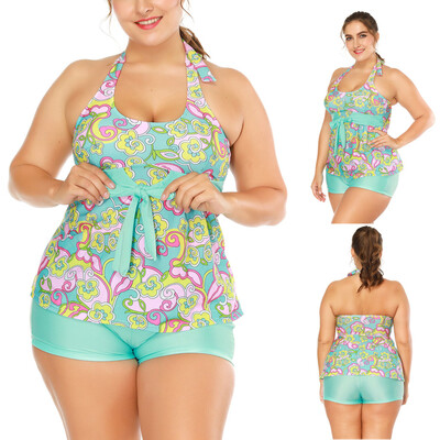 

Roseonmyhand Women High Waist Boho Print Swimwear Hand Neck Swimsuit Push Up Padded Bikini