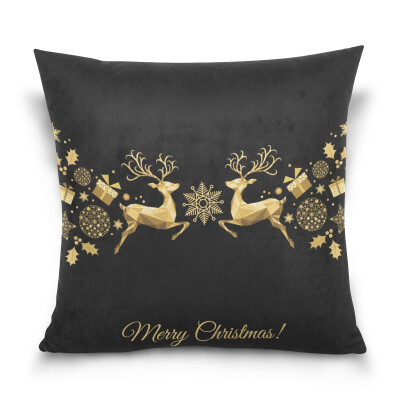 

ALAZA Throw Pillow Cover 16 X 16 inch Christmas Gift Cushion Cover with Golden Decoration Printed Pillowcase