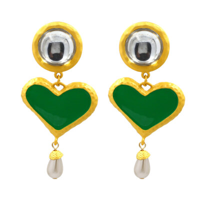 

Bohemia Women Heart Enamel Faux Pearl Charm Statement Stud Earrings Jewelry Gift