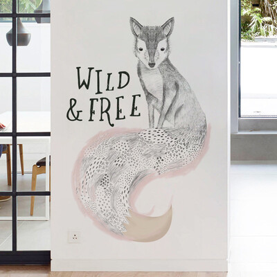 

〖Follure〗Sketch Fox Wall Sticker PVC Removable Art Room Haunted Decal Decor
