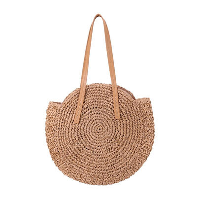 

Women Summer Straw Round Casual Shoulder Bags Big Capacity Beach Handbags