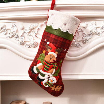 

Toponeto Candy Bag Christmas Gifts Tree Ornament Stocking Santa Claus Snowman Sock Decor
