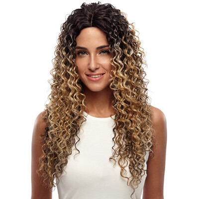 

Noble Wigs For Black Women Deep Wave Lace Front Wigs Synthetic Hair 26 Inch Ombre Color Heat Resistant Cosplay Wig Free Shipping
