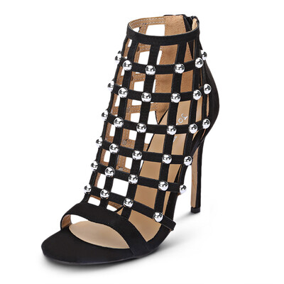 

Trendy Open Toe Rivet Hollow Out Stiletto Heel Women Sandals