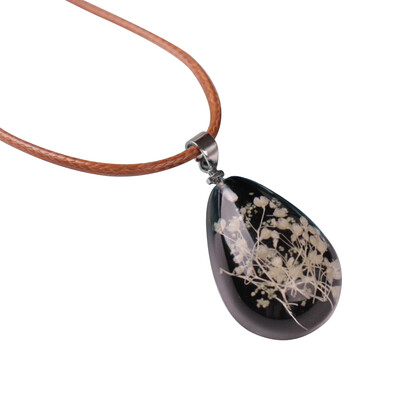 

Glow in The Dark Dried Flower Teardrop Pendant Necklace Women Xmas Gift Jewelry