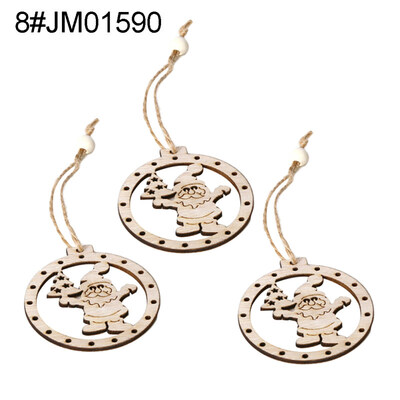 

3Pcs Wooden Hollow Blank Slices Pendants DIY Crafts Christmas Tree Ornaments