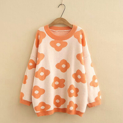 

〖Follure〗Womens Fashion AutumnWinter Long Sleeve Floral Knitted Pullover Sweater Tops