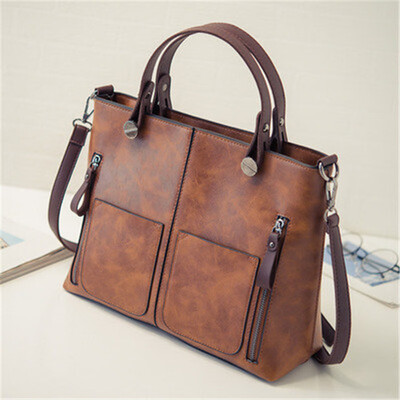 

2017 New Casual shoulder bag Simple Women bag Fashion Retro Women Messenger handbags External Double pocket motorcycle bags