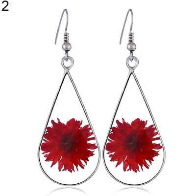

Fashion Women Dried Flowers Dangle Ear Drops Teardrop Hook Earrings Jewelry Gift
