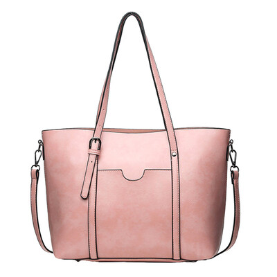 

Women Casual Solid Color Large Capacity Shoulder Bag Faux Leather Tote Handbag