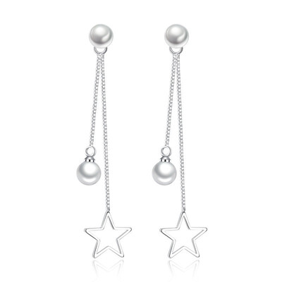 

Exaggerated Star Long Drop Earrings Simulated Pearl Fashion Jewelry For Women Weddings Party Gift WHE143
