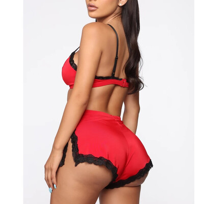 

Toponeto New Women Lace Bra Shorts Lingerie Set Lingerie Sleepwear Pajamas Underwear