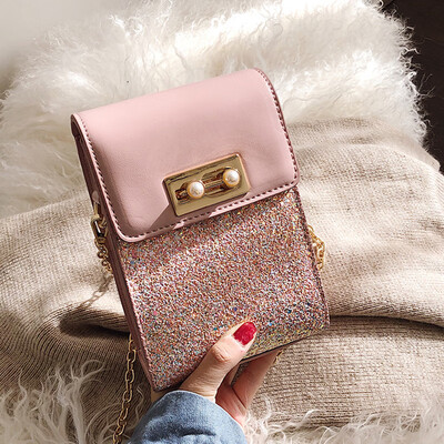 

Small bag female 2019 new fashion sequins chain shoulder mobile phone bag ins super fire wild Messenger small square bag