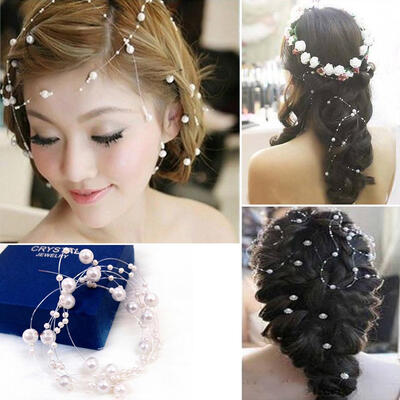 

6Pcs DIY String Pearl Bridal Hair Clip Wedding Headdress Hair Accessory