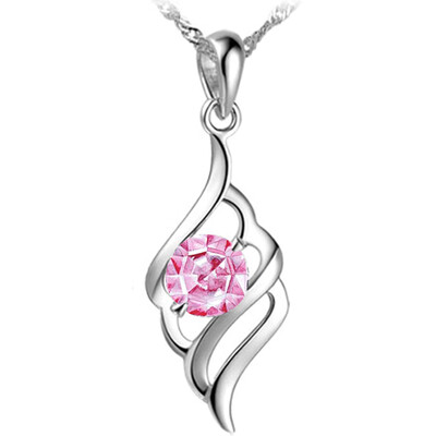 

2019 Colorful Crystal Luxury Feather Angel Wings Silver Charm Chocker Necklaces Pendants Fashion Jewelry For Women Drop shipping