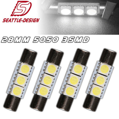 

4x White 28mm 29mm 3SMD 5050 Fuse Led SunVisor Vanity Mirror Light Bulbs 6641